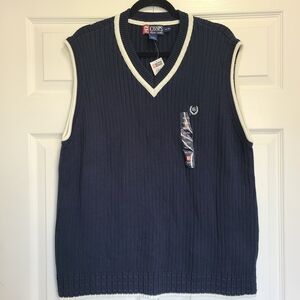 Chaps Ralph Lauren Dark Blue V-Neck Sweater Vest‎ XL NWT